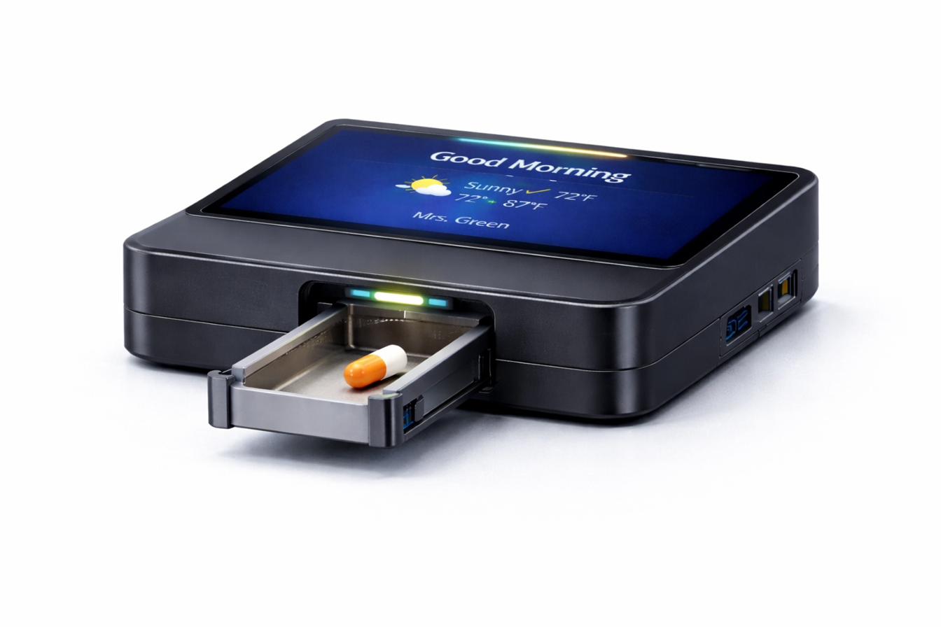 The Solis device by CareSolis — dispensing medication